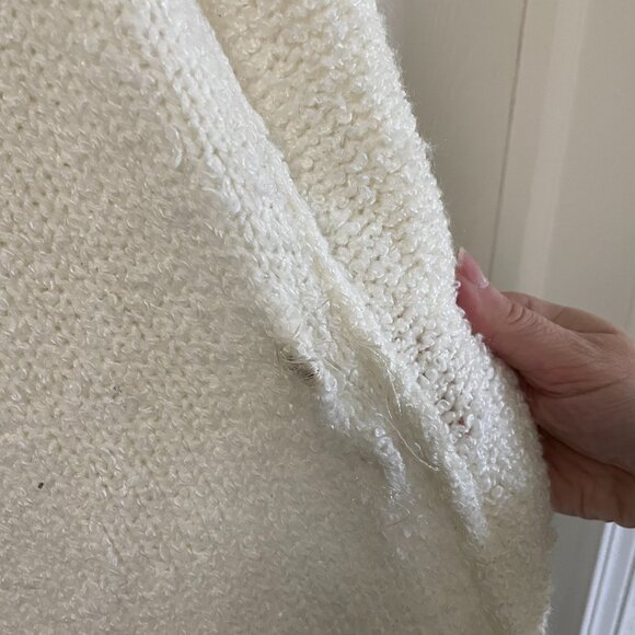 Vintage 80s White Chunky Knit Cardigan Slouchy Open Front Sweater | Size M-XL - Picture 11 of 13